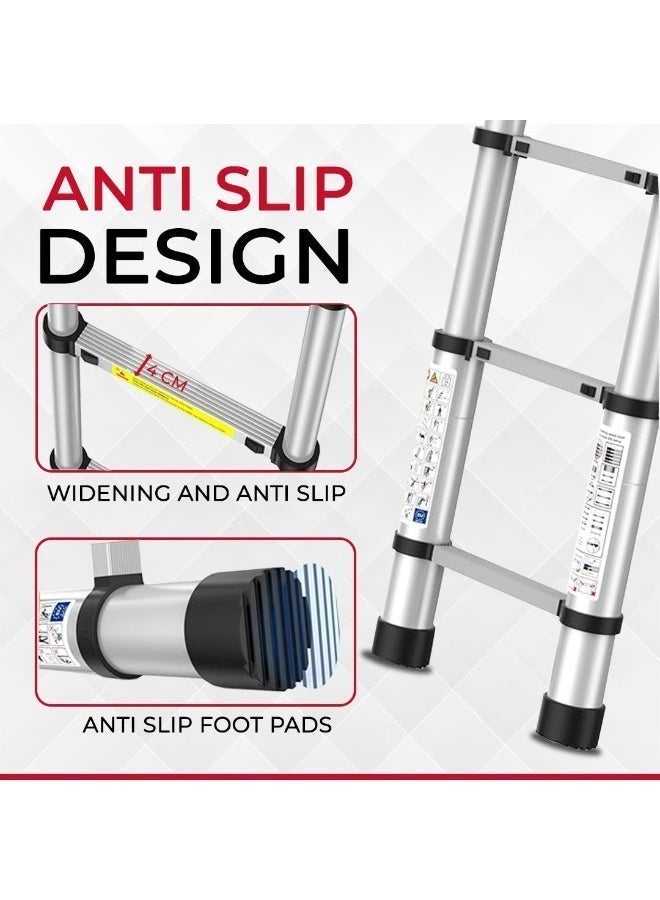 Telescopic Aluminum6.2M Single Ladder – Extra Strong & Durable with Wide Steps, Double Lock System, Rust-Resistant – Ideal for Home, Professional, Industrial & Contractor Use - Image 4