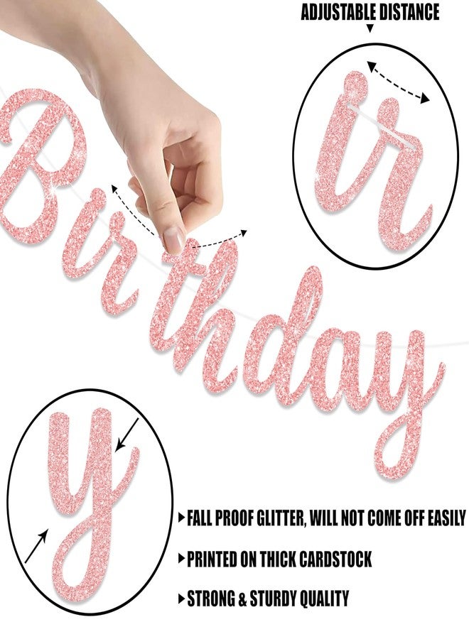 Blopee Pink Happy Birthday Banner for Women/Girl Birthday Party Decorations Glitter Star Birthday Garland Banner Sign - Image 5