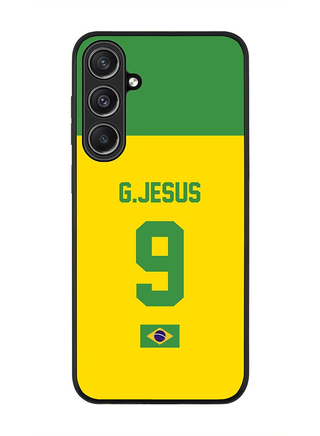 Stylizedd Rugged Black Edge case for Samsung Galaxy S23 FE, Custom Slim fit Thin Phone Case Cover - Football Team - Brazil, Player Name - G.Jesus - Image 1