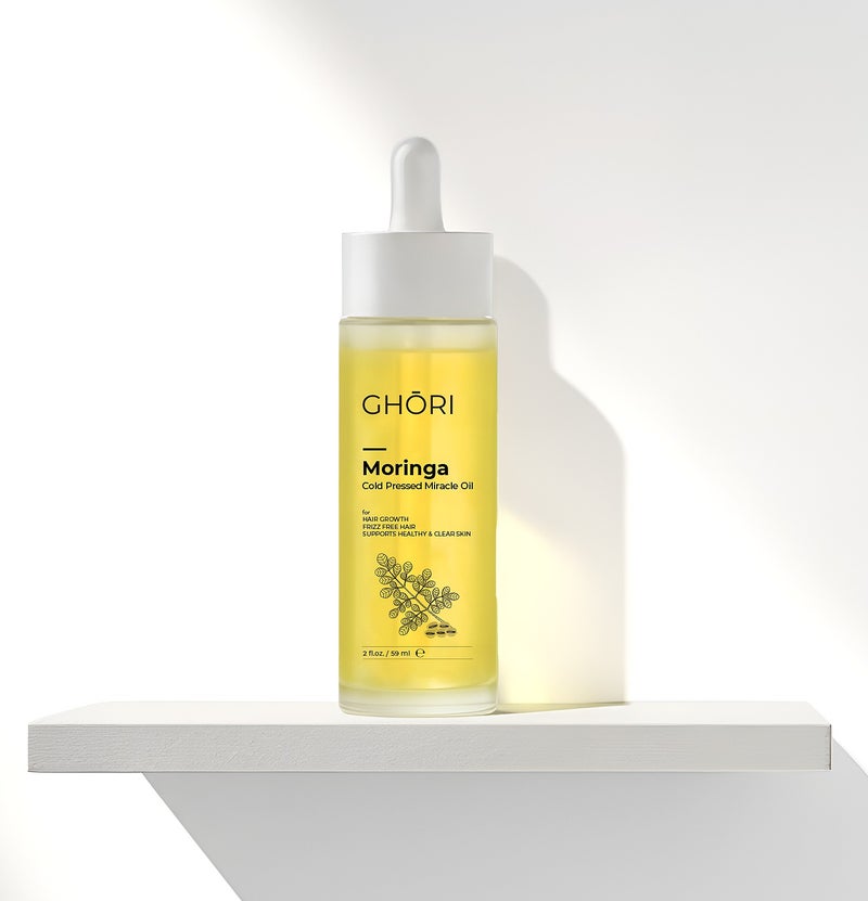 غوري GHORI Moringa Miracle Oil 60ml – Anti-Frizz Hair Serum & Skin Hydration, Cold-Pressed Natural Oil for Shine & Moisture - Image 2
