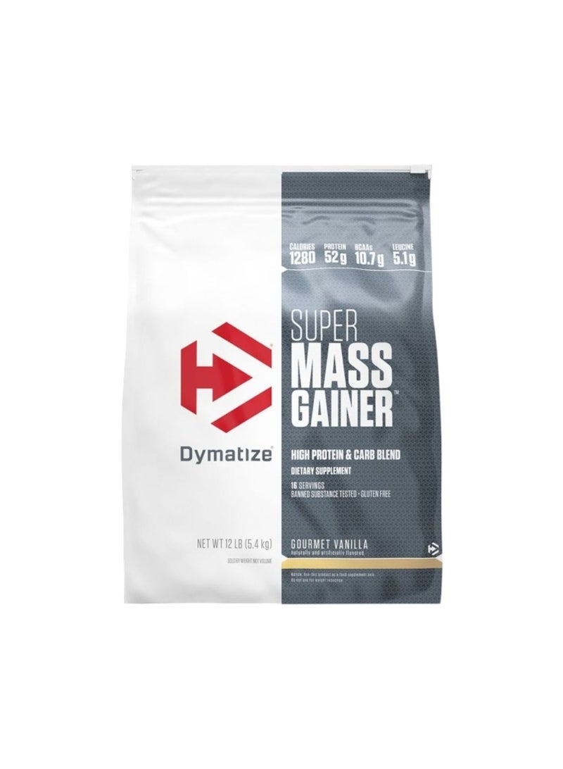 ديماتيز مكمل غذائي Super Mass Gainer بمزيج عالي من البروتين والكربوهيدرات، بنكهة الفانيليا اللذيذة، 12 رطلاً - Image 1