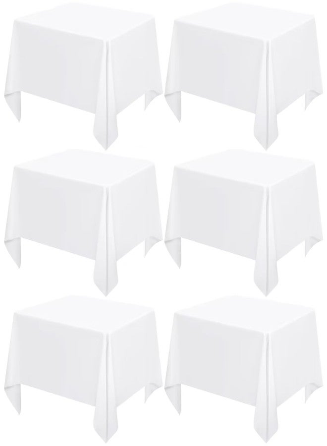 REWOMC 6 Pack White Square Tablecloths 52 x 52 Inch, White Polyester Table Cover for Square Table, Stain and Wrinkle Resistant Washable Fabric Tablecloth, Polyester Tablecloth for Restaurant Banquet Party - Image 1