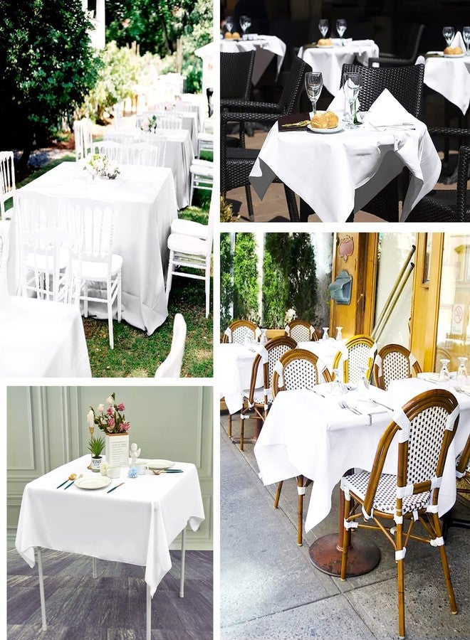 REWOMC 6 Pack White Square Tablecloths 52 x 52 Inch, White Polyester Table Cover for Square Table, Stain and Wrinkle Resistant Washable Fabric Tablecloth, Polyester Tablecloth for Restaurant Banquet Party - Image 4