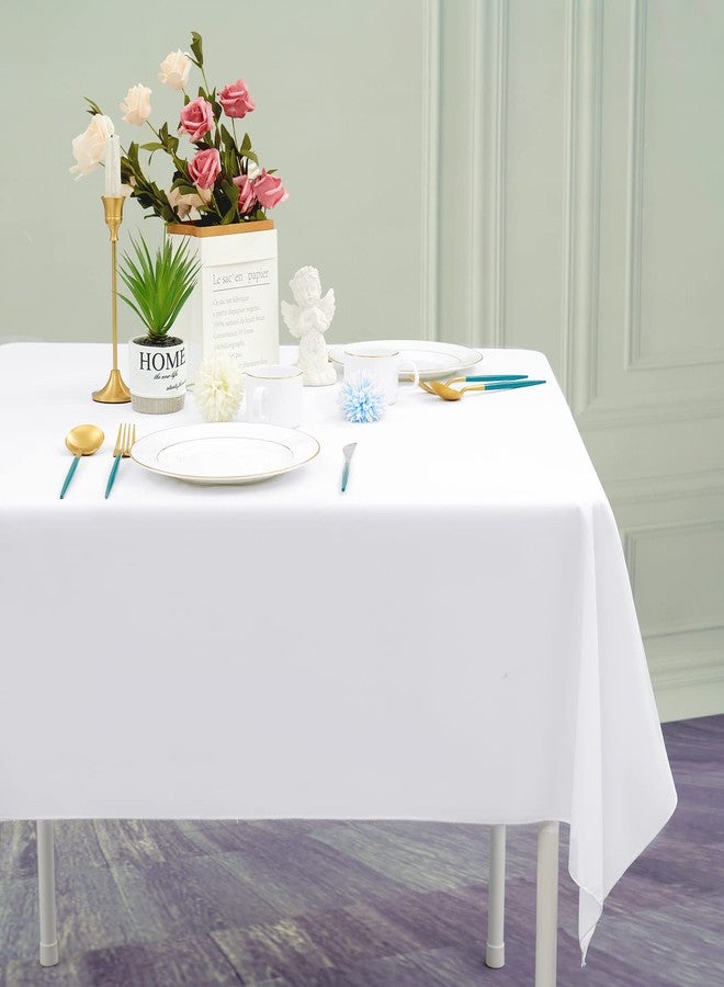 REWOMC 6 Pack White Square Tablecloths 52 x 52 Inch, White Polyester Table Cover for Square Table, Stain and Wrinkle Resistant Washable Fabric Tablecloth, Polyester Tablecloth for Restaurant Banquet Party - Image 3