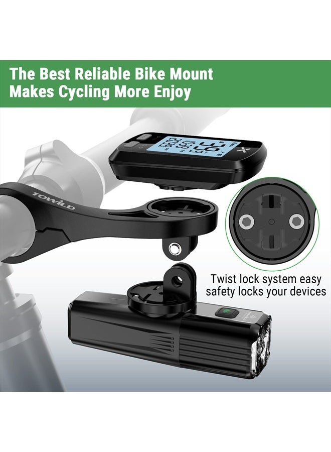 TOWILD تركيب دراجة AS90 الأمامي متوافق مع جهاز الكمبيوتر للدراجات Garmin/XOSSG/G+/iGPSPORT، محول تمديد كاميرا وضوء، ذراع تركيب متين وغير قابل للانزلاق يناسب مقود 31.8 مم - Image 2