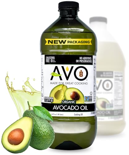 AVO ORGANIC AVOCADO Oil Frying, Baking, Non-stick Sautéing, Salads, Vinaigrette, Marinades, Pan Coating, General Cooking 64 Fl-oz (Half a Gallon), NO preservatives added, Naturally Processed - Image 1