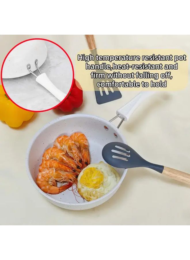 Large White Cast Iron Nonstick Frying Pan For Even Heat Cooking All Stovetops - Image 5
