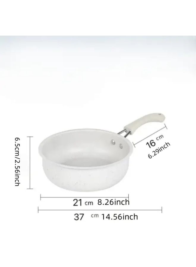 Large White Cast Iron Nonstick Frying Pan For Even Heat Cooking All Stovetops - Image 3