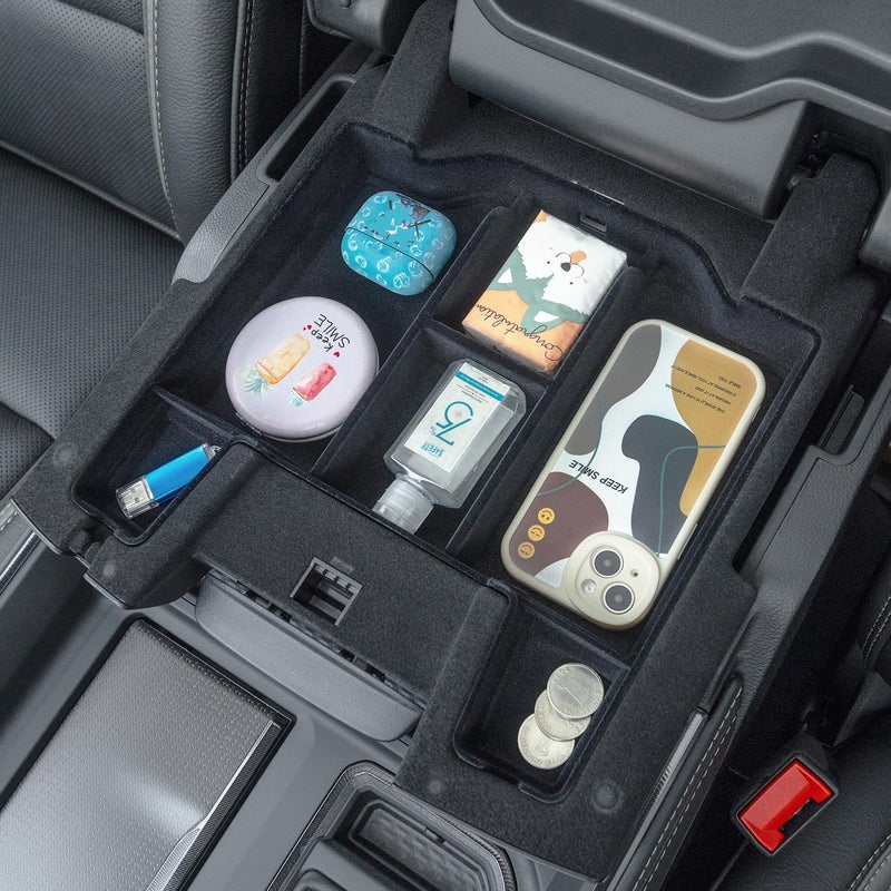 PIMCAR Center Console Organizer Upgrade Flocked Liner Interior Compatible with Dodge RAM 1500 2500 3500 2019-2025 2026 ABS Plastic Material Shell Armrest Box Insert Tray Accessories - Image 4
