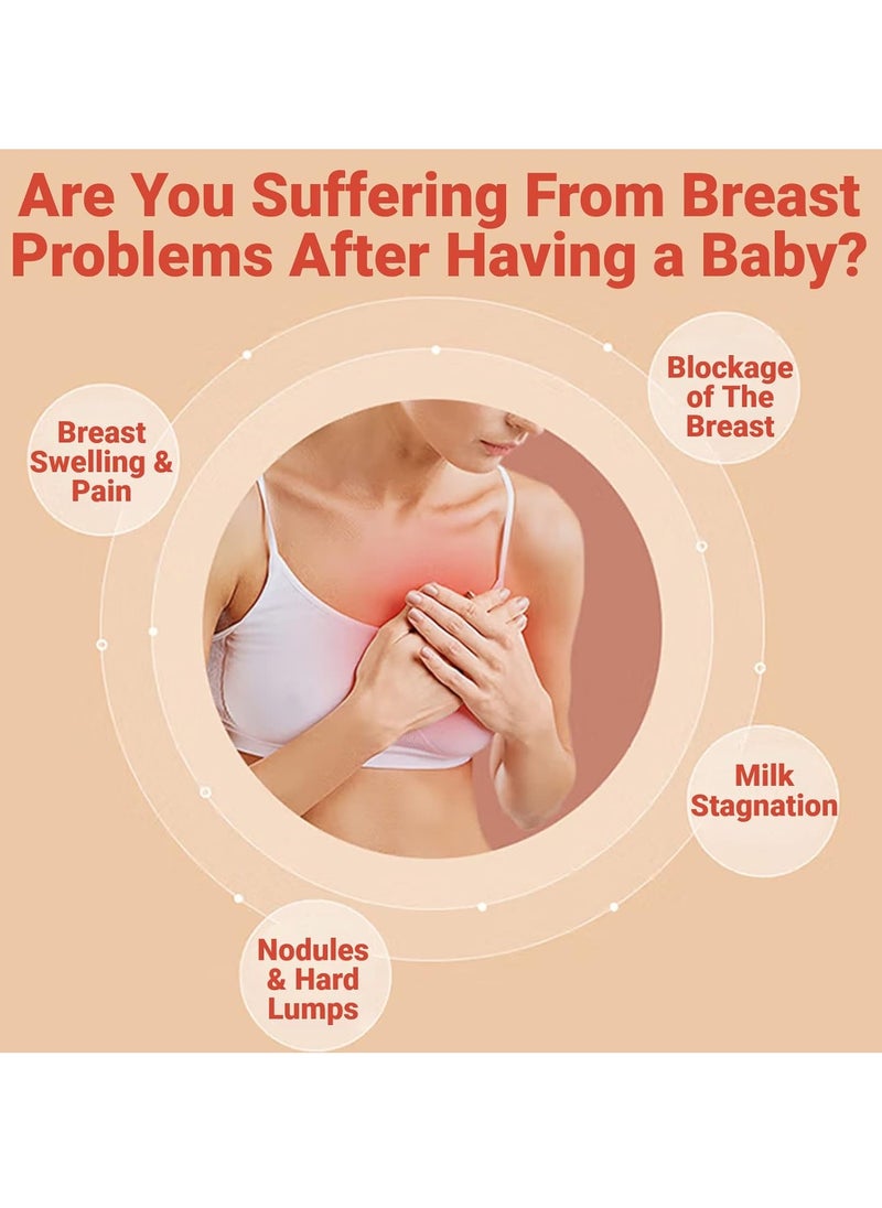 XiuWoo Ergonomic Soft Adjustable Portable IPX7 Waterproof Electric Lactation Massager, Silicone Breast Massager, Heating Vibration Breastfeeding Warming Massager for Clogged Ducts, Improve Milk Flow  - Image 4