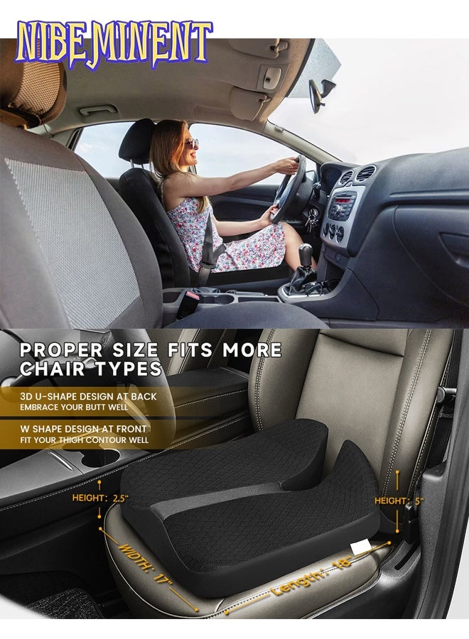 NIBEMINENT Car Seat Cushion Pad, Truck Seat Cushion for Office Chair, Cushion Driving Car Seat Cushion Improves Vision PostureCar Chair, Support Sciatica, Lower Back Pain Relief Memory Foam Car Seat Pad（Black） - Image 3