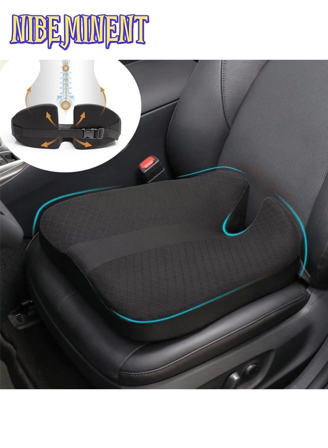 NIBEMINENT Car Seat Cushion Pad, Truck Seat Cushion for Office Chair, Cushion Driving Car Seat Cushion Improves Vision PostureCar Chair, Support Sciatica, Lower Back Pain Relief Memory Foam Car Seat Pad（Black） - Image 2