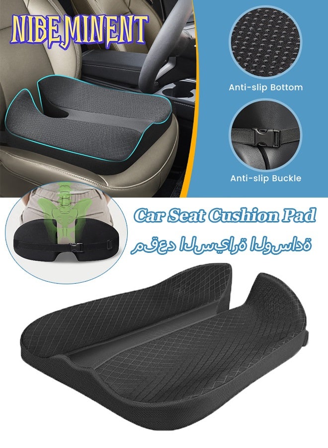 NIBEMINENT Car Seat Cushion Pad, Truck Seat Cushion for Office Chair, Cushion Driving Car Seat Cushion Improves Vision PostureCar Chair, Support Sciatica, Lower Back Pain Relief Memory Foam Car Seat Pad（Black） - Image 1