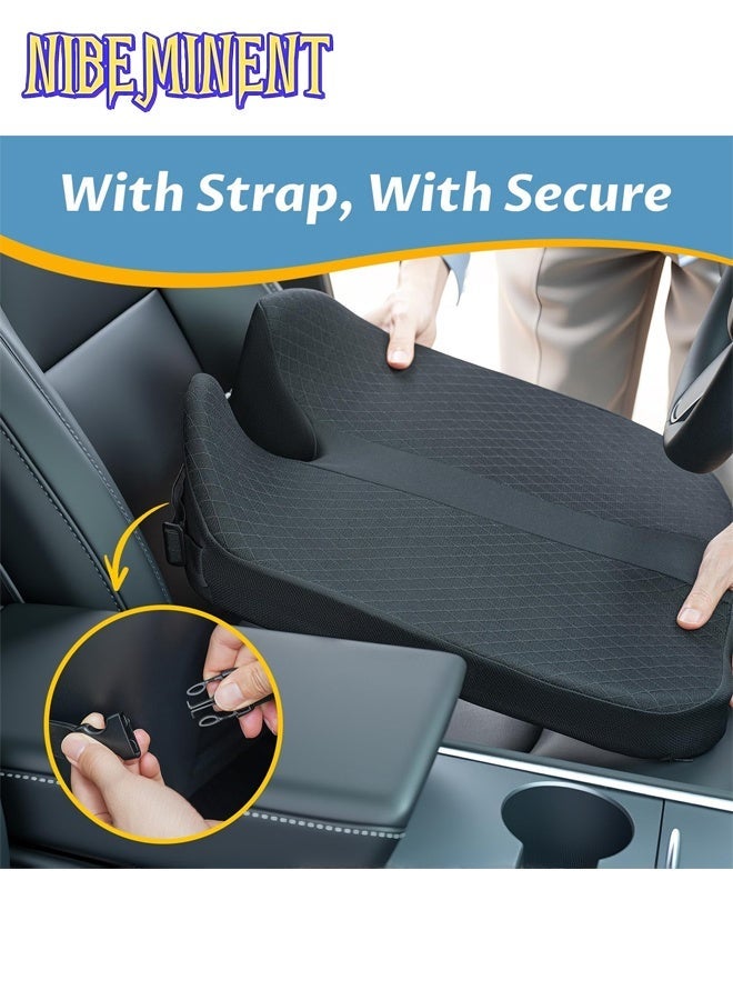 NIBEMINENT Car Seat Cushion Pad, Truck Seat Cushion for Office Chair, Cushion Driving Car Seat Cushion Improves Vision PostureCar Chair, Support Sciatica, Lower Back Pain Relief Memory Foam Car Seat Pad（Black） - Image 5