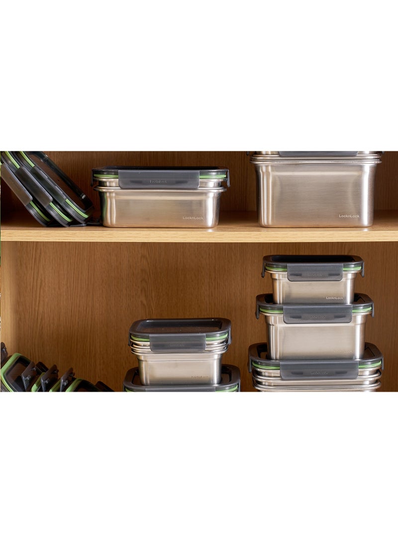 LocknLock Stainless Steel Stackable Food Container Rectangle 1.2L – Four-Side Locking Lid, Durable & Leakproof, Oven & Freezer Safe - Image 3