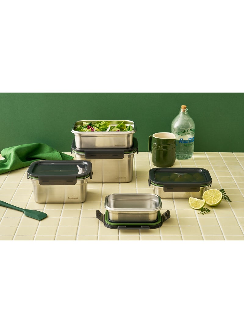 LocknLock Stainless Steel Stackable Food Container Rectangle 1.2L – Four-Side Locking Lid, Durable & Leakproof, Oven & Freezer Safe - Image 4