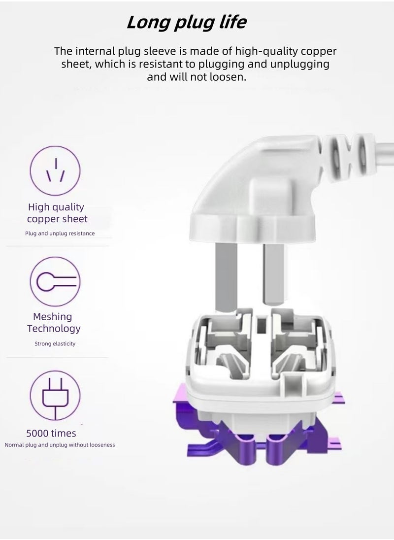 POWER - Power Strips Extension Cord 3 Outlets, Universal Plug Adapter with 3 USB Ports Surge Protector, Charging Socket with 2M Universal Extension Lead with Multiple Function - Image 1