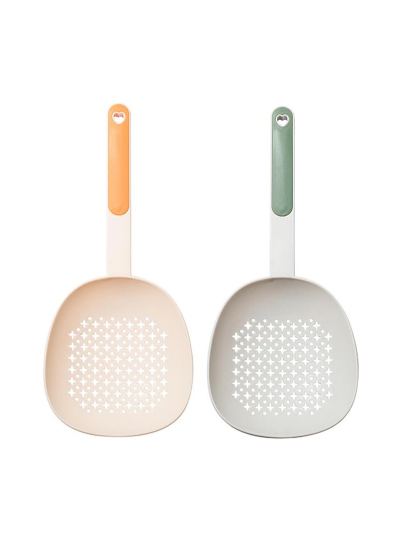 Two-Pack Kitchen Skimmer Spoon, Heat-Resistant Slotted Spoon, Long-Handled Hanging Strainer, Large-Capacity Cooking Skimmer Spoon, Multi-Purpose Mesh Skimmer Strainer For Home Kitchen Restaurant - Image 1