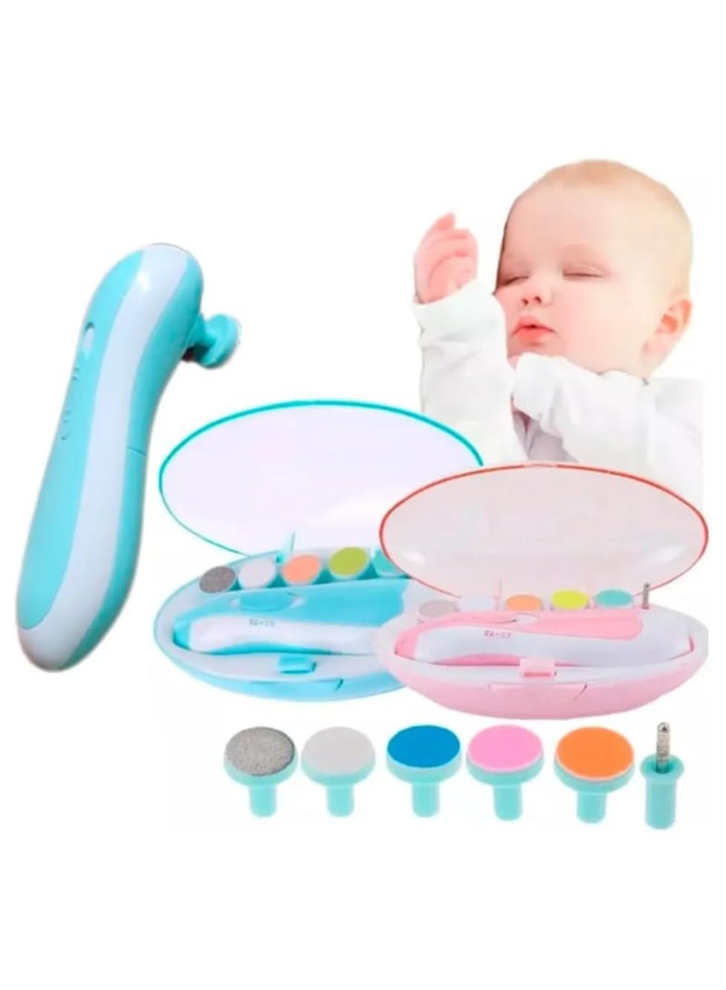 بلان A مبرد أظافر كهربائي للأطفال بدون حواف حادة مع حافظة، آمن لحديثي الولادة والبالغين، مجموعة العناية بالأظافر مع 6 رؤوس مكشطة للأصابع وأصابع القدم - Image 1