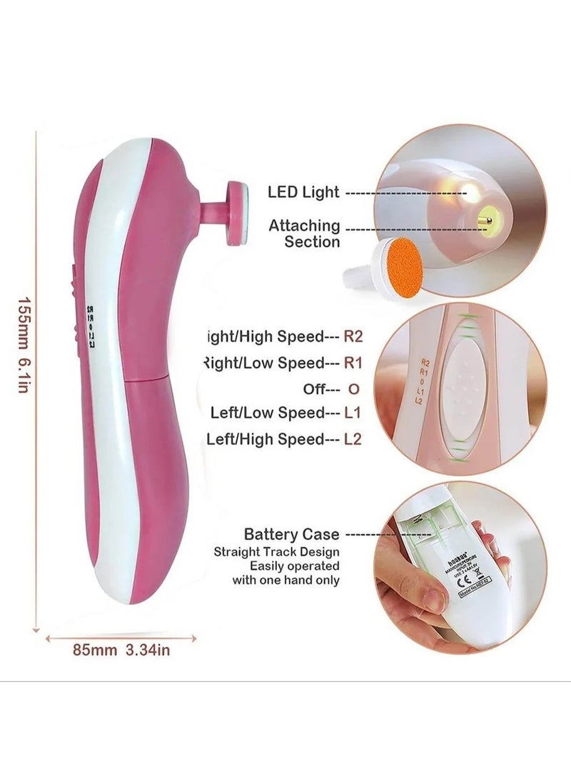 بلان A مبرد أظافر كهربائي للأطفال بدون حواف حادة مع حافظة، آمن لحديثي الولادة والبالغين، مجموعة العناية بالأظافر مع 6 رؤوس مكشطة للأصابع وأصابع القدم - Image 4