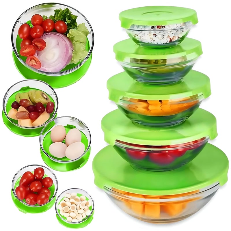 5 Piece Bowls - Glass Food Storage Set With Various Sizes For Organizing Kitchen Meals And Preserving Leftovers - Image 1
