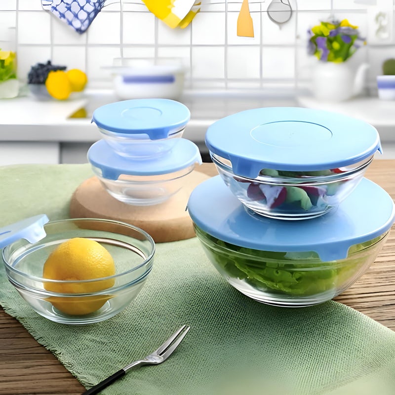 5 Piece Bowls - Glass Food Storage Set With Various Sizes For Organizing Kitchen Meals And Preserving Leftovers - Image 2