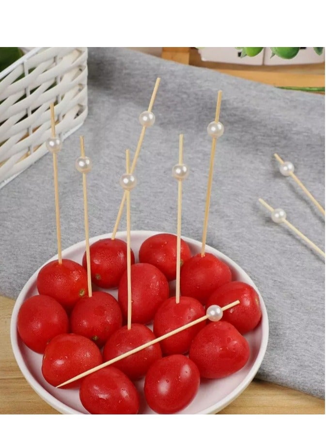 OASIS-TH 100 PCS 4.7 inch Bamboo Picks White Pearl Cocktail Picks, Bamboo Toothpicks - Image 3