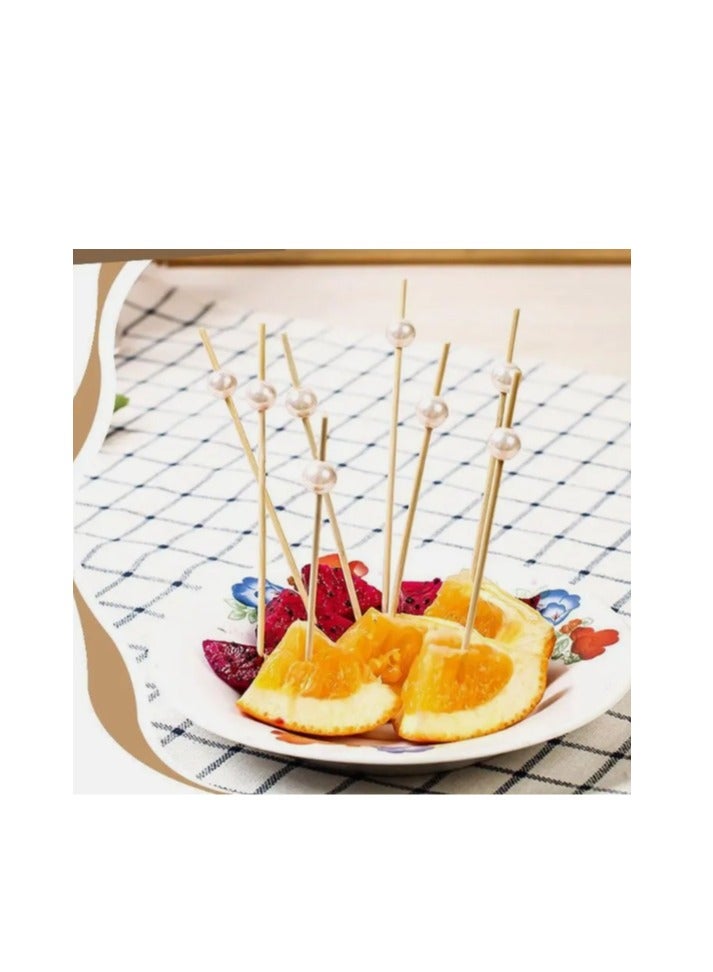OASIS-TH 100 PCS 4.7 inch Bamboo Picks White Pearl Cocktail Picks, Bamboo Toothpicks - Image 4