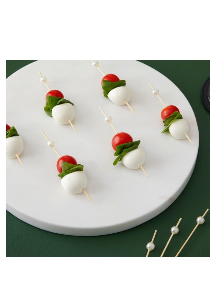 OASIS-TH 100 PCS 4.7 inch Bamboo Picks White Pearl Cocktail Picks, Bamboo Toothpicks - Image 5