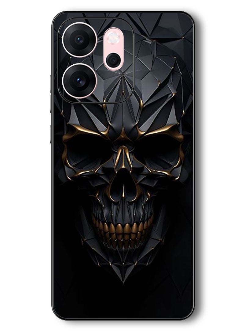 Theodor Case Compatible with Oppo Reno 14 F 6.57 Inch Protection Shockproof Bumper Cover Skull Art - Image 1
