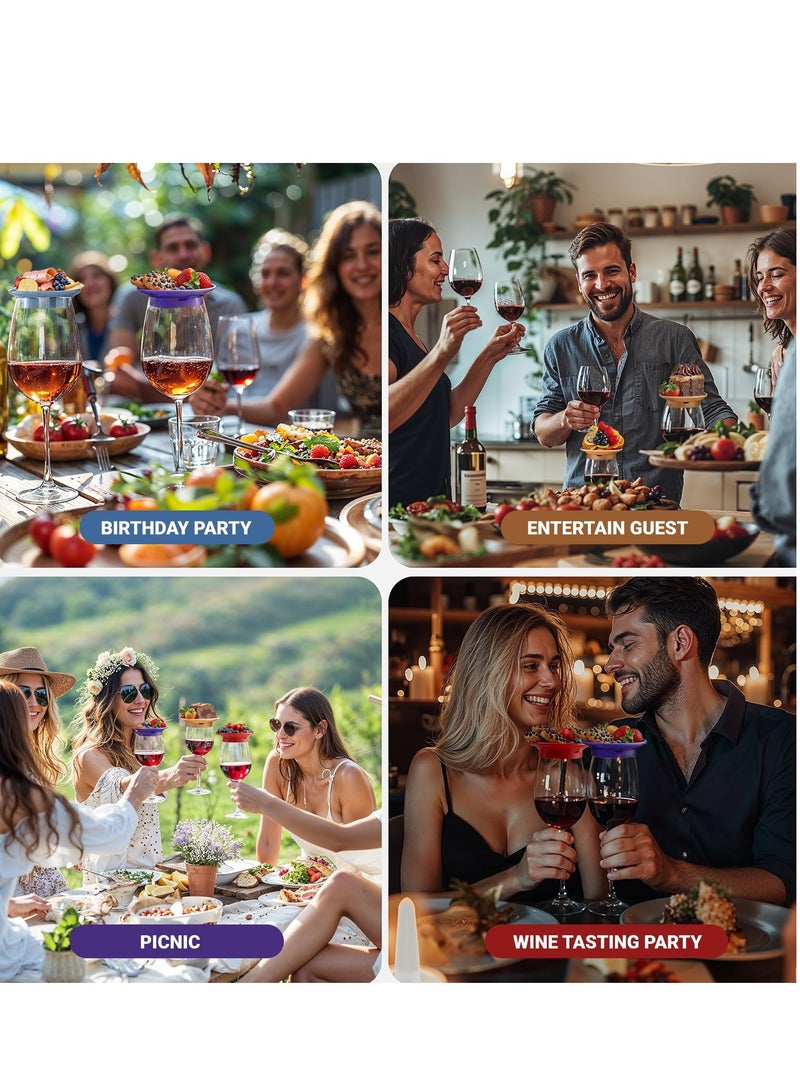 Barakah 4 Pack Wine Glass Charcuterie Topper, Silicone Covers to Keep Bugs Out, Mini Charcuterie Boards in 4 Colors, Reusable Wine Glass Topper Charcuterie Plates for Parties - Image 5