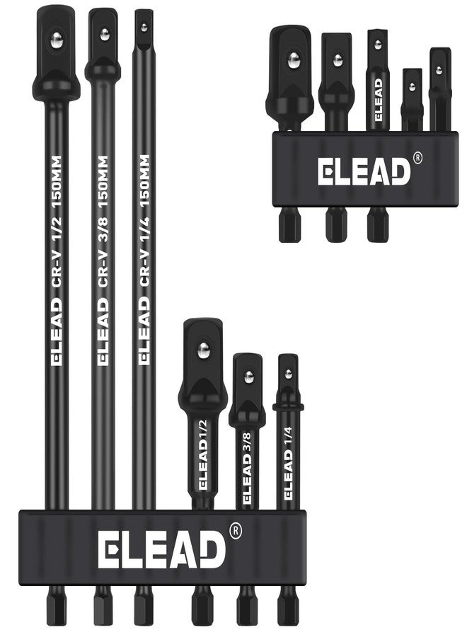 ELEAD مجموعة محولات مقبس التأثير المكونة من 11 قطعة، ساق سداسية 1/4 بوصة، ومجموعة مفكات مقبس التأثير 1/4 بوصة 3/8 بوصة 1/2 بوصة، ورأس تمديد مقابس المثقاب، ومحول مفك المقابس، وملحق المثقاب مع حامل - Image 1