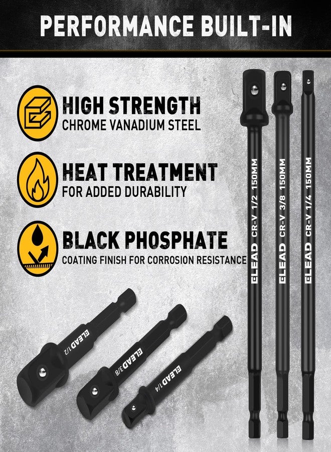 ELEAD مجموعة محولات مقبس التأثير المكونة من 11 قطعة، ساق سداسية 1/4 بوصة، ومجموعة مفكات مقبس التأثير 1/4 بوصة 3/8 بوصة 1/2 بوصة، ورأس تمديد مقابس المثقاب، ومحول مفك المقابس، وملحق المثقاب مع حامل - Image 4