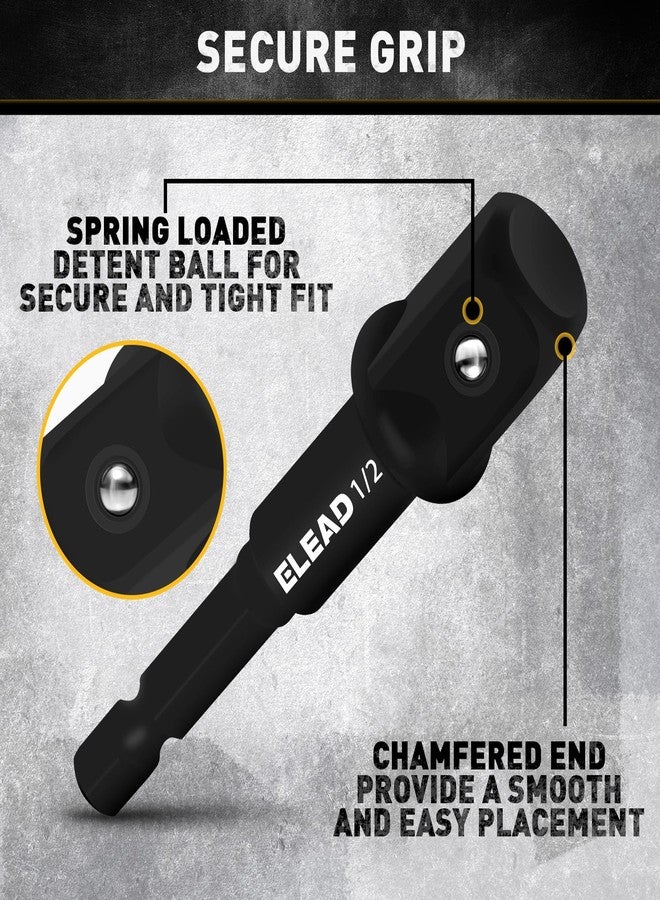 ELEAD مجموعة محولات مقبس التأثير المكونة من 11 قطعة، ساق سداسية 1/4 بوصة، ومجموعة مفكات مقبس التأثير 1/4 بوصة 3/8 بوصة 1/2 بوصة، ورأس تمديد مقابس المثقاب، ومحول مفك المقابس، وملحق المثقاب مع حامل - Image 3