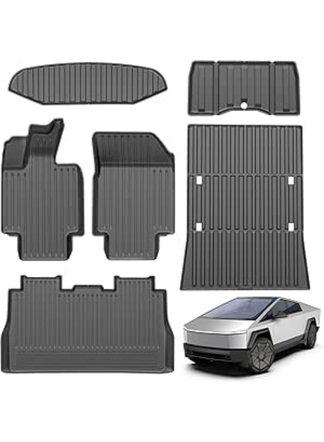 Car Floor Mats for Tesla Cybertruck TPE All Weather Protection Truck Mats,Front & 2nd Row Accessories Cargo Liner Front Rear Trunk Mat Full Set Car Mats - Image 1