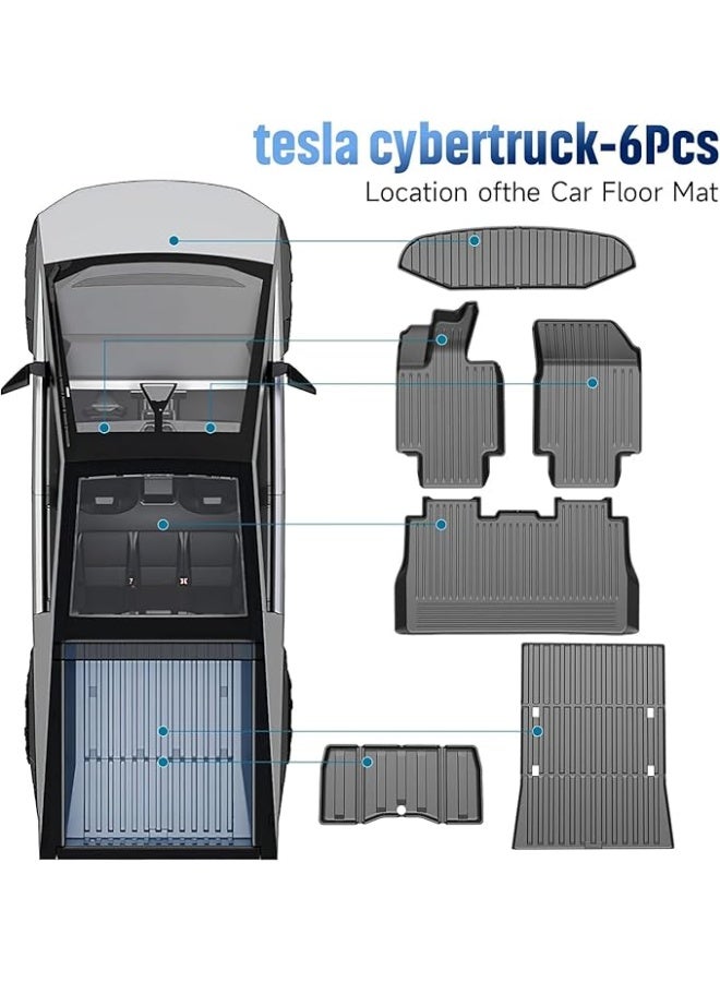 Car Floor Mats for Tesla Cybertruck TPE All Weather Protection Truck Mats,Front & 2nd Row Accessories Cargo Liner Front Rear Trunk Mat Full Set Car Mats - Image 2