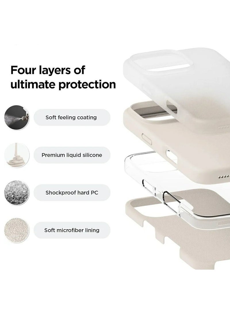 ACLIX Silicone Case Compatible with iPhone 16 Pro Max, Slim Liquid Silicone Phone Case with 3-Layer Soft Rubber Shockproof TPU Lining, (Stone) - Image 3