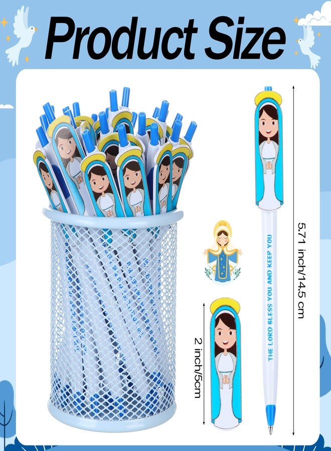 Sinload 24 Pcs Easter Christian Virgin Mary Pens Bulk Easter Gift First Communion Gift Little Virgin Mary Ballpoint with Religious Inspirational Scripture Bible Verse Ballpoint Pen for Baptism Church - Image 3