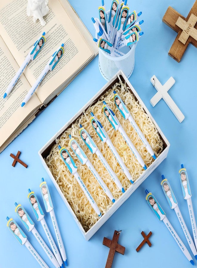 Sinload 24 Pcs Easter Christian Virgin Mary Pens Bulk Easter Gift First Communion Gift Little Virgin Mary Ballpoint with Religious Inspirational Scripture Bible Verse Ballpoint Pen for Baptism Church - Image 4