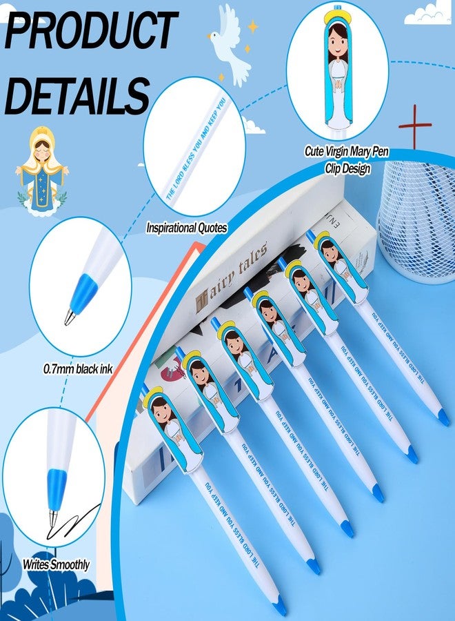 Sinload 24 Pcs Easter Christian Virgin Mary Pens Bulk Easter Gift First Communion Gift Little Virgin Mary Ballpoint with Religious Inspirational Scripture Bible Verse Ballpoint Pen for Baptism Church - Image 5