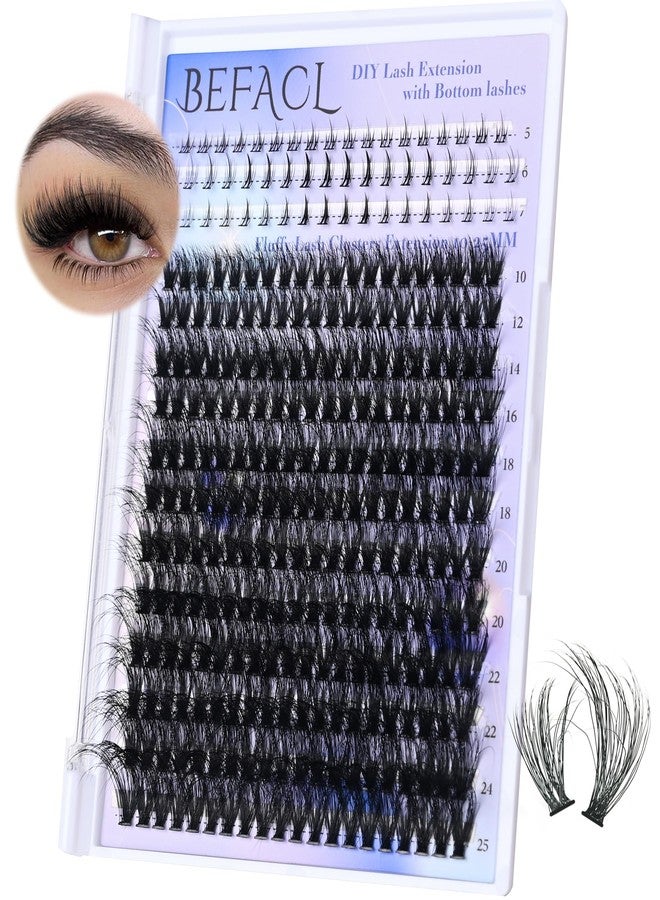 BEFACL Fluffy Lash Clusters with Bottom Lashes Wispy Cluster Eyelash Extensions 294pcs Individual Lashes with Lower Eyelash Clusters 10-25mm 80D Clusters Lashes DIY Curly Lash Extension at Home - Image 1