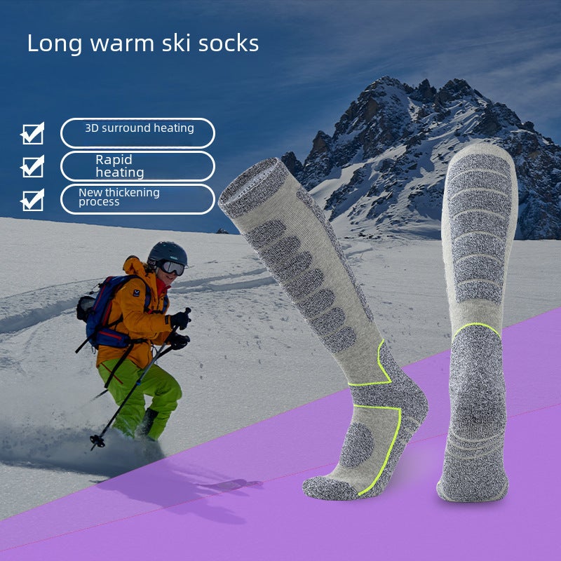 Generic 2023 Winter Ski Socks Thicken Over-Knee Toweling Black  - Image 3