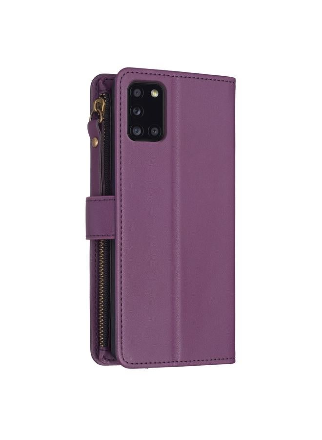 اس-توب جراب لهاتف Samsung Galaxy A31 9 فتحات للبطاقات وسحاب ومحفظة جلدية قابلة للطي - Image 3
