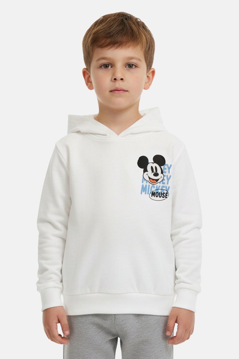 Disney Toddlers Boy Long Sleeve Mickey And Friends Hoodie, White - Image 1