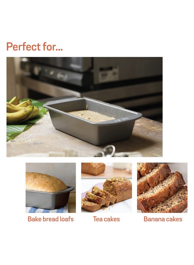 Meyer Bakemaster Carbon Steel Non Stick Rectangle Loaf Tin | Cake Pan | Bread Mould | Bread Tin | Nonstick Bread Pan | Loaf Pan Bread| Bread Loaf Pan for Baking | Baking Essentials, 1LB, Grey