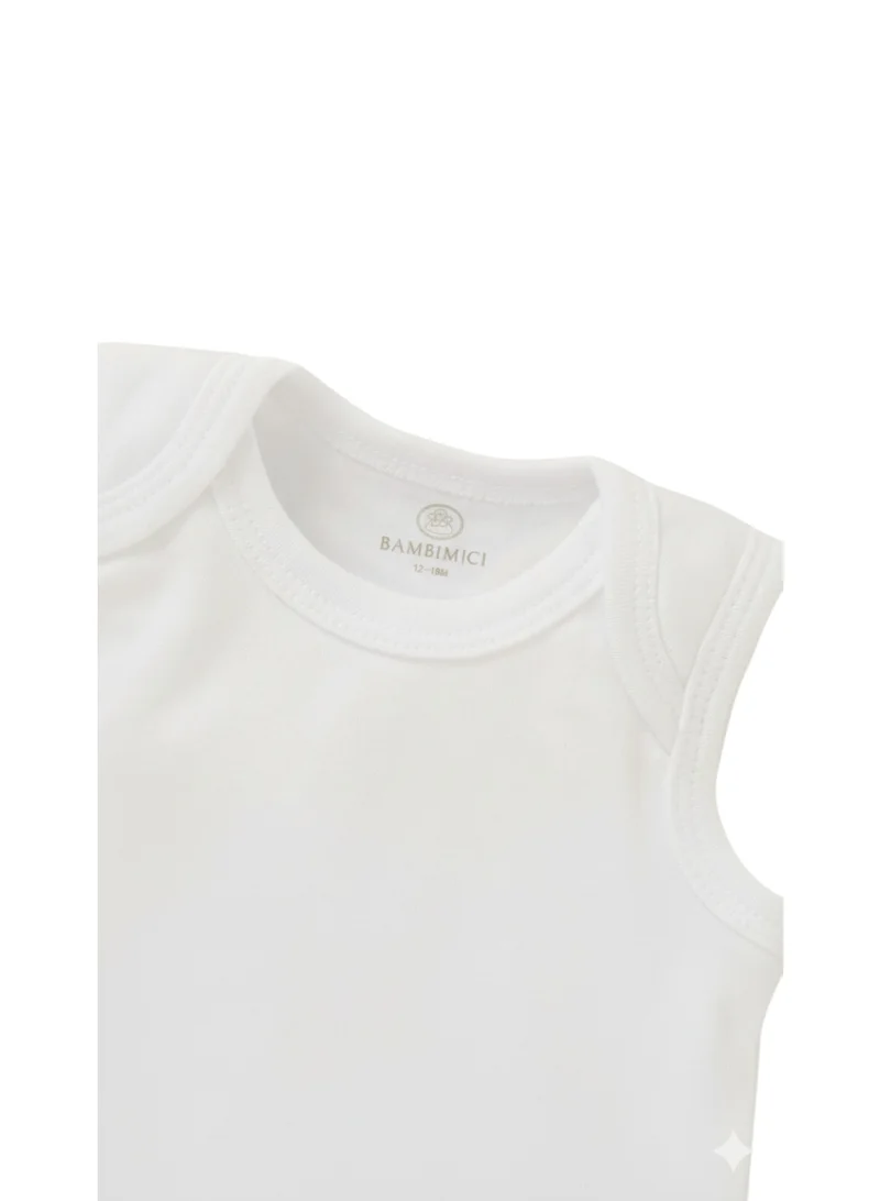 بامبيميسي بودي سوت أساسي أبيض  قطع بأكمام قصيرة