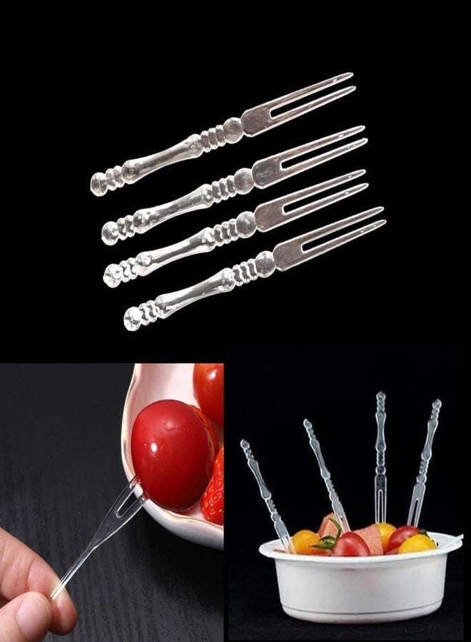 Ebonee Disposable Plastic Cocktail Picks Fruit Forks, 4" Mini Dessert Cake Forks Sticks, Clear Tasting Appetizer Plates Picks Food Forks for Home Bar Party Supplies (300 Pack) - Image 3