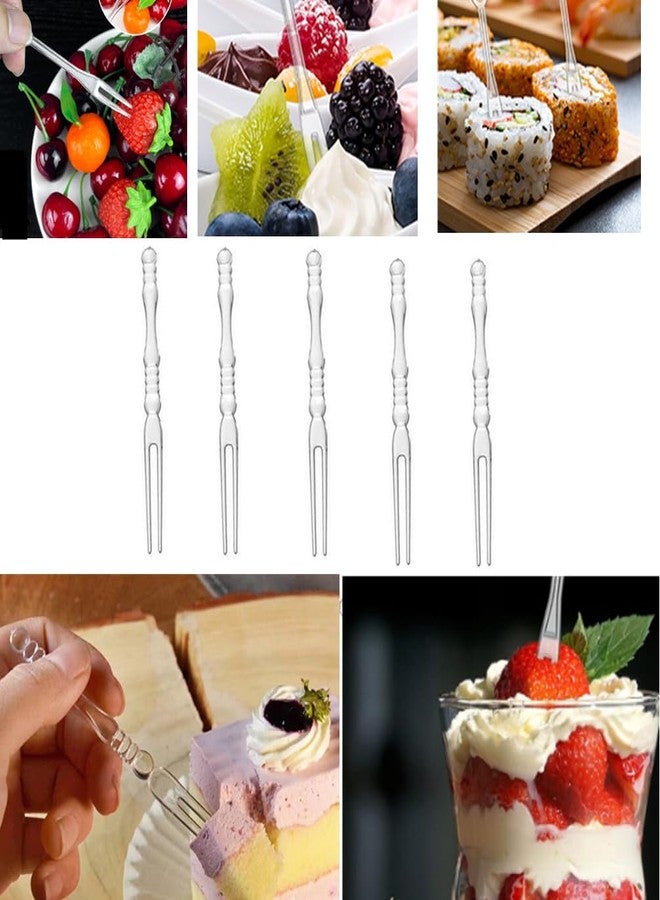Ebonee Disposable Plastic Cocktail Picks Fruit Forks, 4" Mini Dessert Cake Forks Sticks, Clear Tasting Appetizer Plates Picks Food Forks for Home Bar Party Supplies (300 Pack) - Image 4