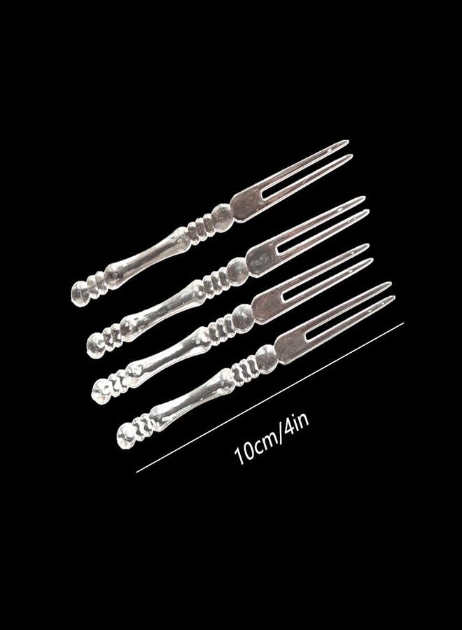 Ebonee Disposable Plastic Cocktail Picks Fruit Forks, 4" Mini Dessert Cake Forks Sticks, Clear Tasting Appetizer Plates Picks Food Forks for Home Bar Party Supplies (300 Pack) - Image 2