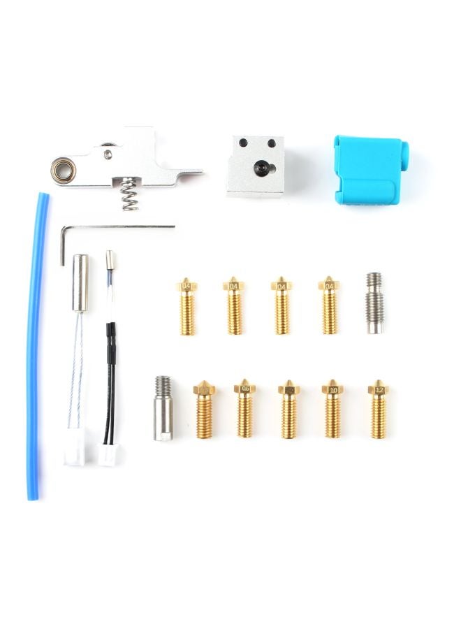 19-Piece 3D Printer Extruder Nozzle Kit Gold/Silver/Blue - Image 1